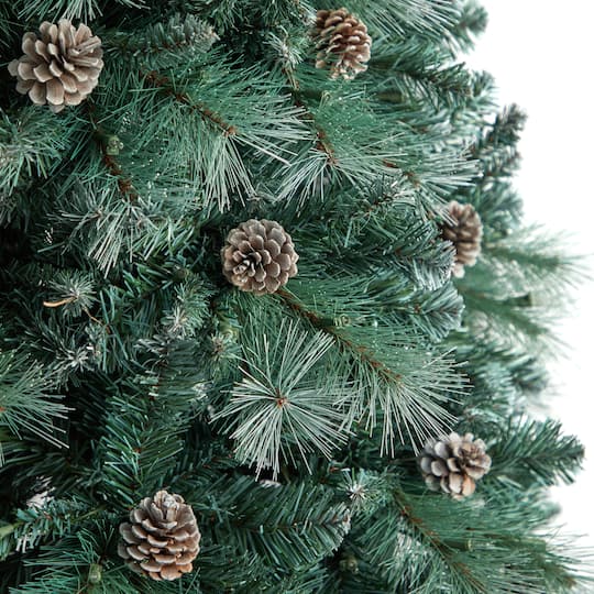 8ft. Pre-Lit Frosted British Columbia Mountain Pine Artificial Christmas Tree, Clear Lights
